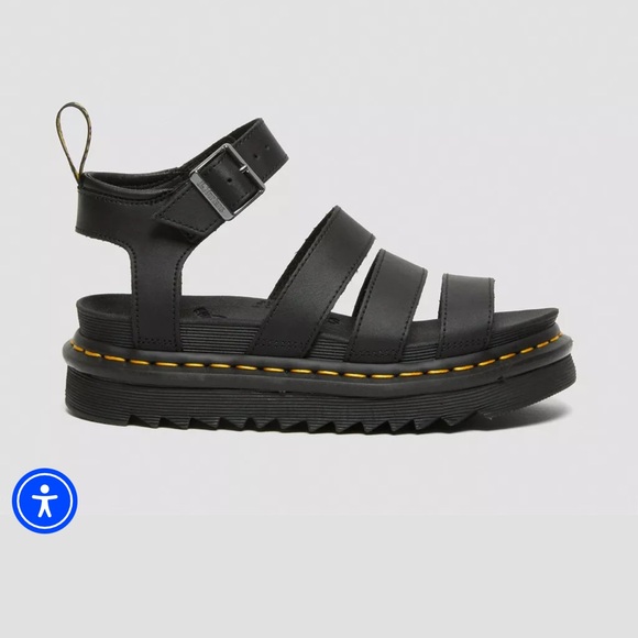 Dr. Martens Black Blaire Hydro Leather Strap Sandals - Picture 12 of 13